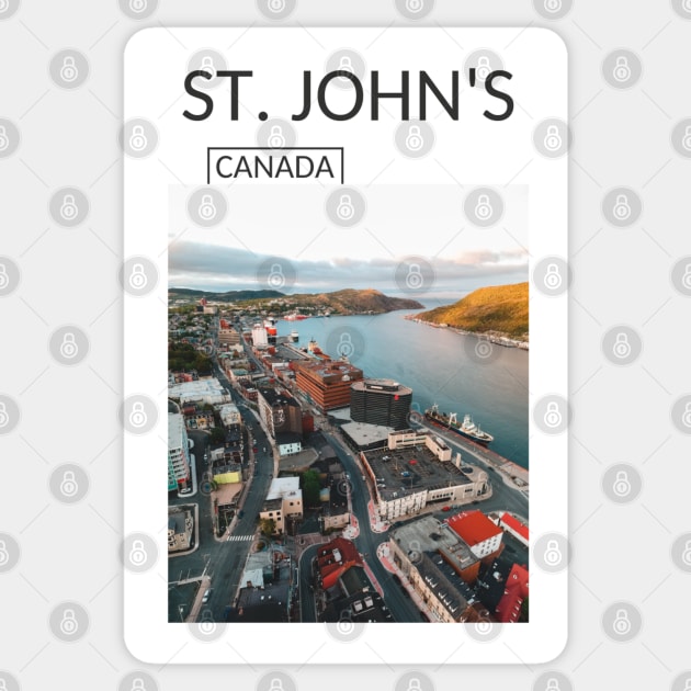 St John's Newfoundland and Labrador Canada Cityscape Skyline Gift for Canadian Canada Day Present Souvenir T-shirt Hoodie Apparel Mug Notebook Tote Pillow Sticker Magnet Sticker by Mr. Travel Joy